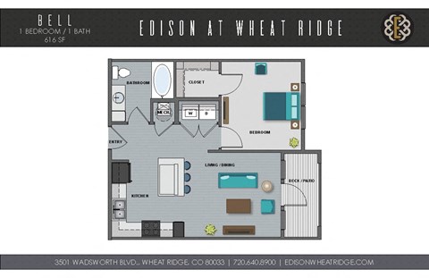 Bell Floorplan at The Edison at Wheat Ridge, Wheat Ridge, Colorado